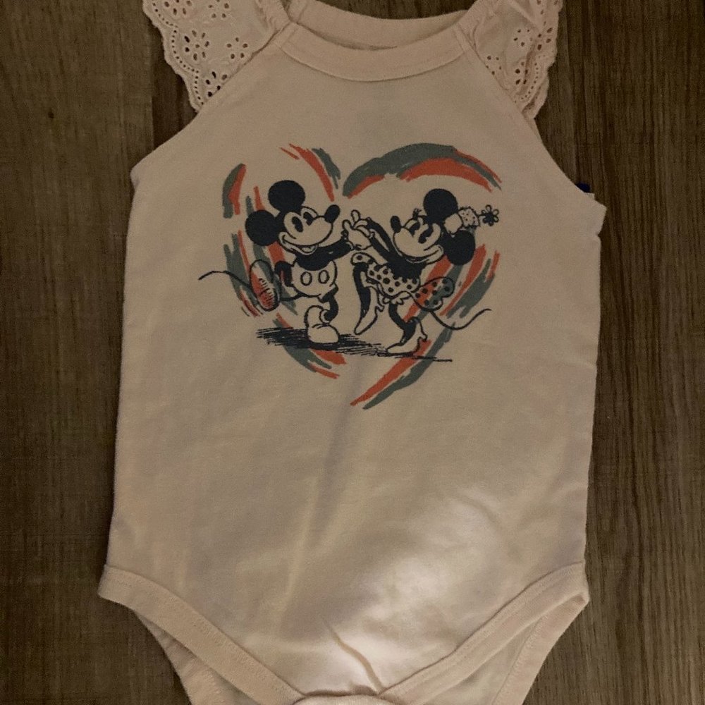 Junk Food Disney Classic Mickey and Minnie Mouse Bodysuit 18 Months Vintage Feel
